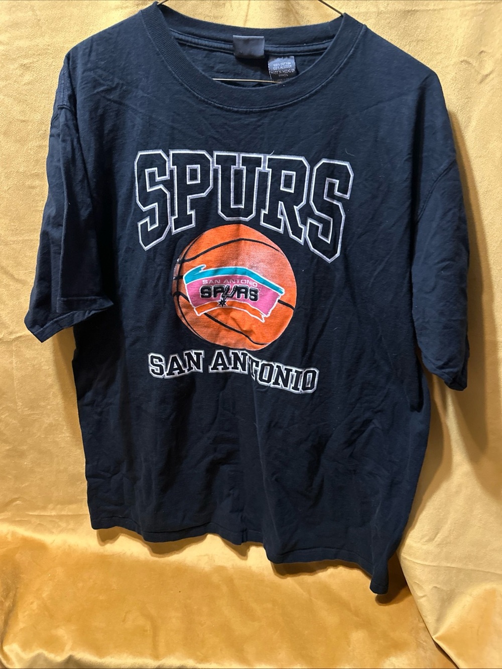 Active USA Black San Antonio Spurs Graphic Tee with Orange Basketball